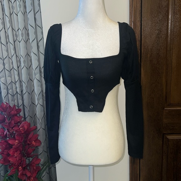 Nasty Gal - Be There Or Be Square Neck Ribbed Top - Picture 2 of 3